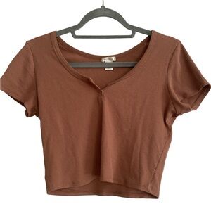 5 for $45/ Bozzolo Dusty Rose Short Sleeve Crop Top
